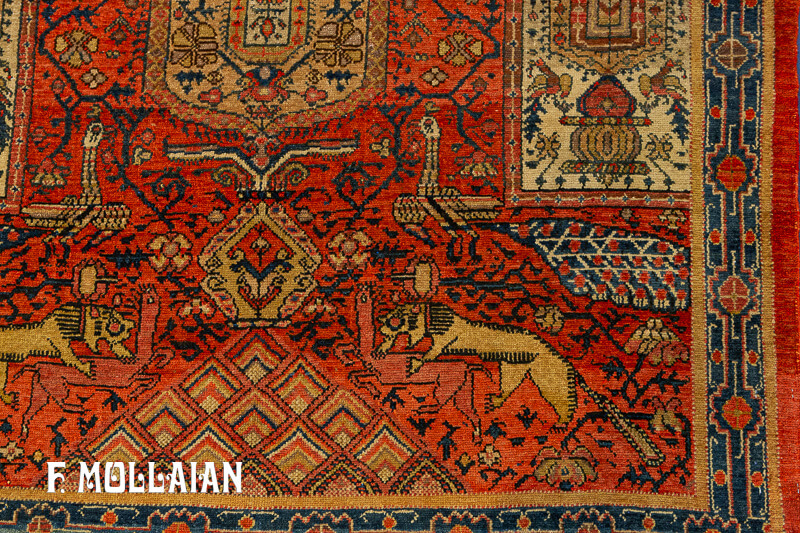 A Rare Design Mishan Persian Antique Pictorial Hand-Knotted Rug n°:75406777